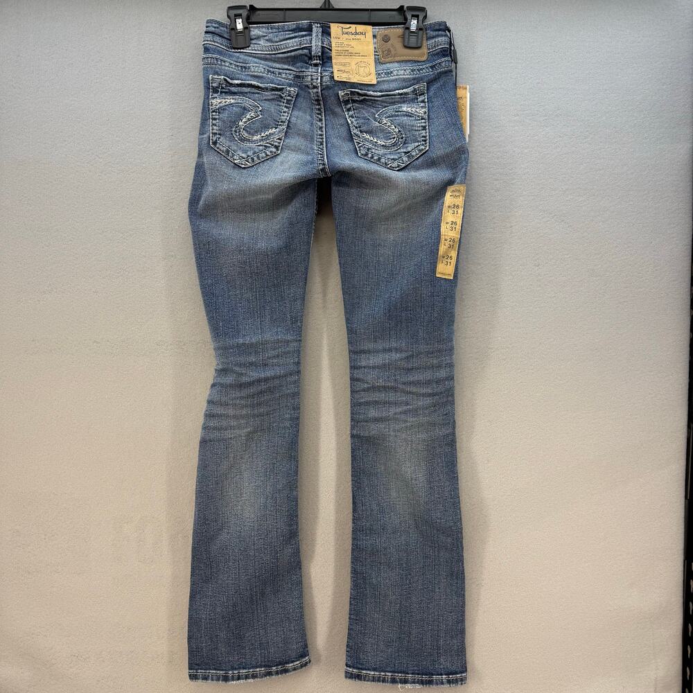 Silver Jeans Women's 26x31 (2) Blue Tuesday Fit Low Slim Boot Western NWT - Picture 2 of 14